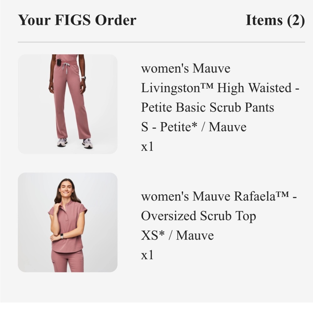 FIGS Mauve Scrub Set - High Waisted Pants and Oversized Top